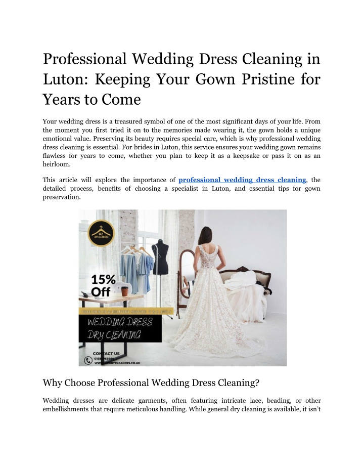 professional wedding dress cleaning in luton