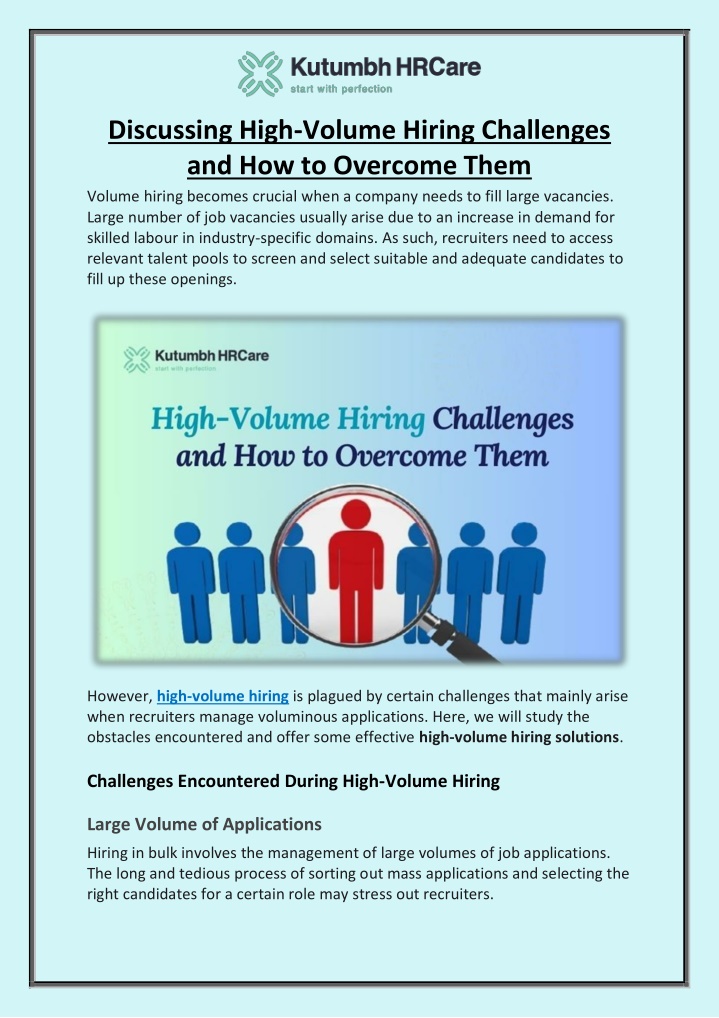 discussing high volume hiring challenges