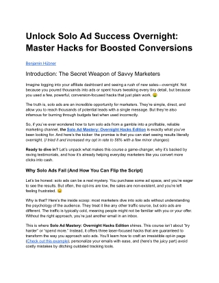 Solo ad marketing for beginners