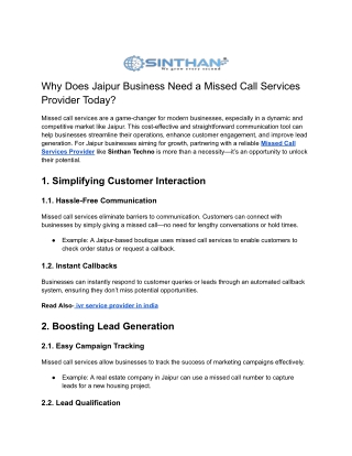Why Does Jaipur Business Need a Missed Call Services Provider Today