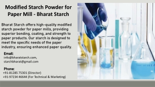 Modified Starch Powder for Paper Mill - Bharat Starch