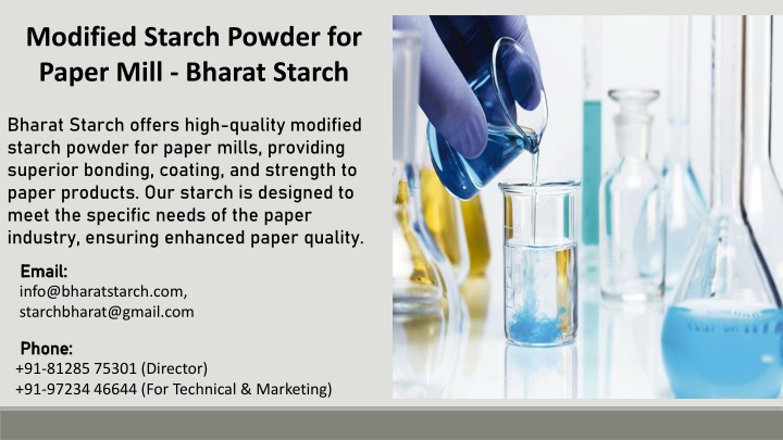 modified starch powder for paper mill bharat