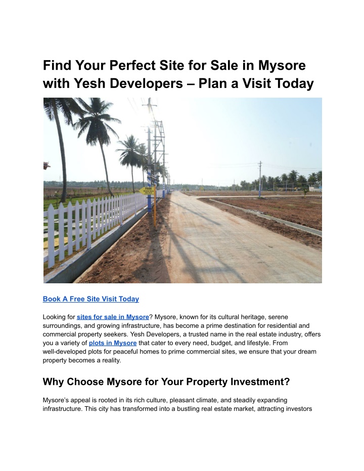 find your perfect site for sale in mysore with