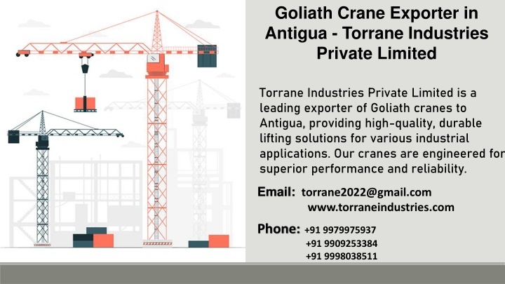 goliath crane exporter in antigua torrane