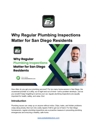 Why Regular Plumbing Inspections Matter for San Diego Residents