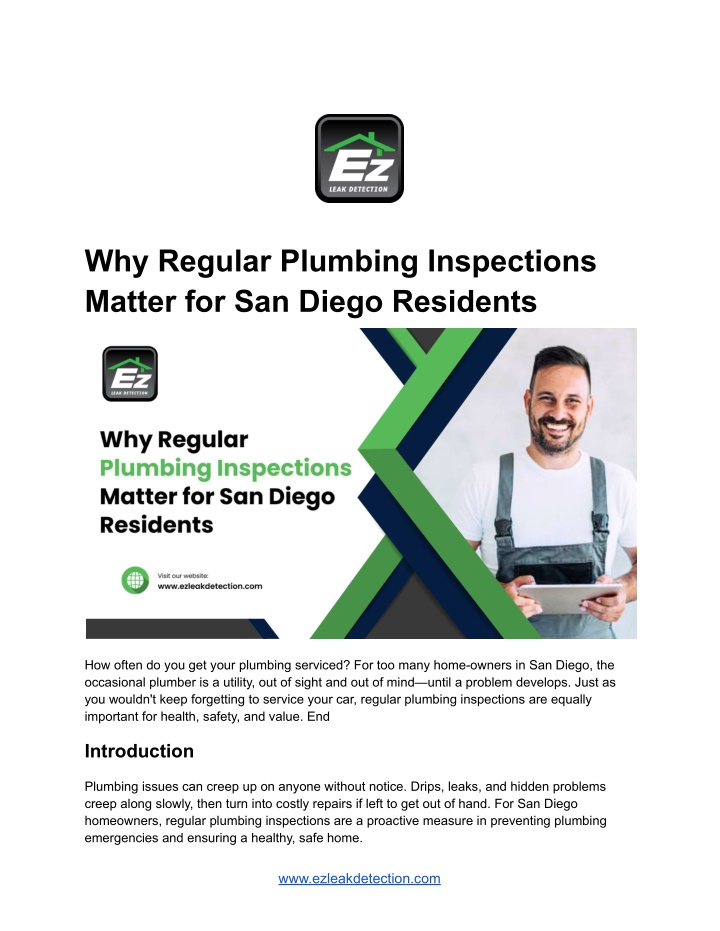 why regular plumbing inspections matter