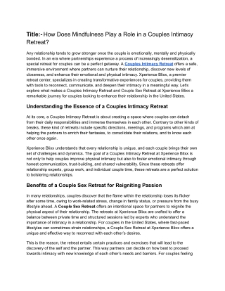 How Does Mindfulness Play a Role in a Couples Intimacy Retreat_