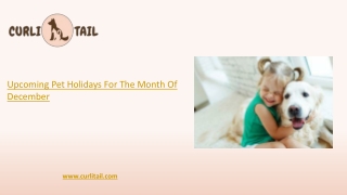 Upcoming Pet Holidays For The Month Of December