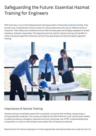 safeguarding the future essential hazmat training