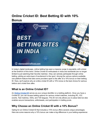 Online Cricket ID_ Best Betting ID with 10% Bonus