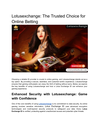 lotusexchange the trusted choice for online