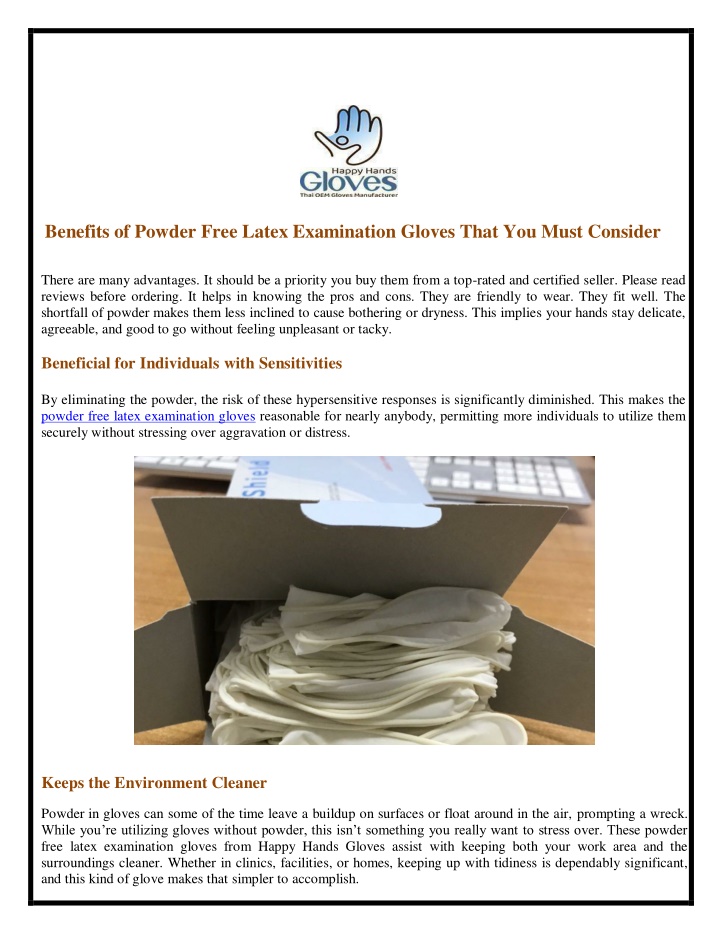 benefits of powder free latex examination gloves