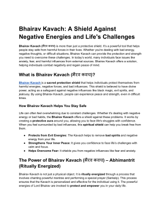 Bhairav Kavach (भैरव कवच): Stay Safe from Bad Things in Life