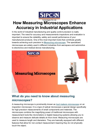 What do you need to know about measuring microscopes?