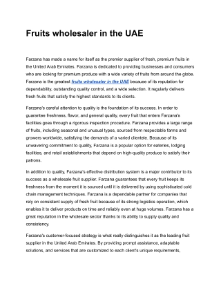 Fruits wholesaler in the UAE