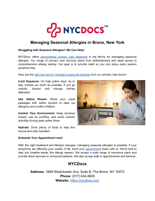 managing seasonal allergies in bronx new york