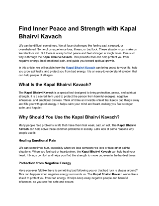 Find Inner Peace and Strength with Kapal Bhairvi Kavach