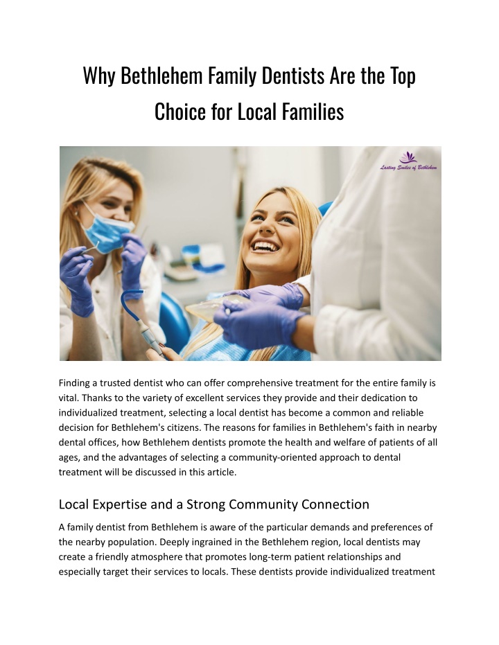 why bethlehem family dentists are the top choice