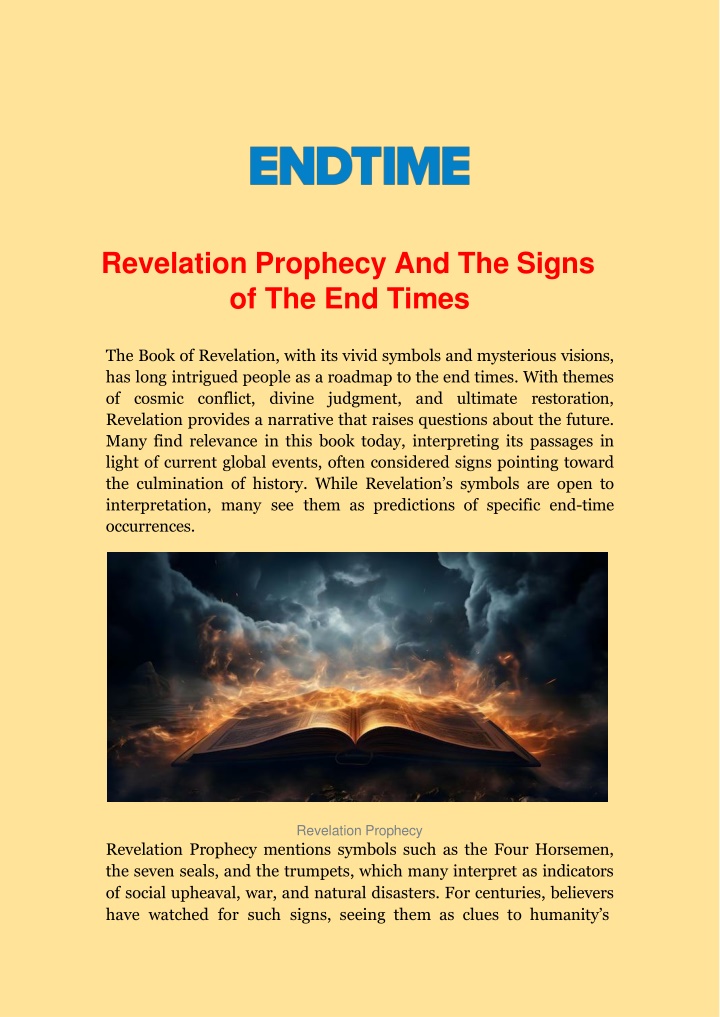 revelation prophecy and the signs of the end times