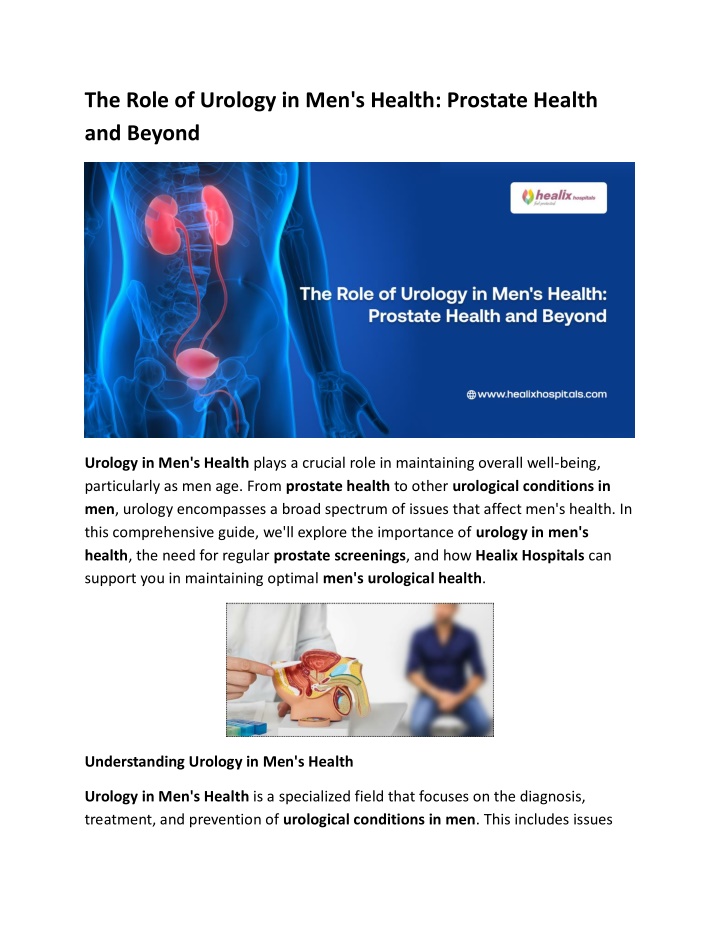 the role of urology in men s health prostate