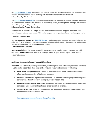 DumpsArena Latest SAA-C03 Exam Dumps PDF: Your Path to AWS Certification