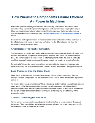 how pneumatic components ensure efficient