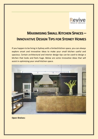 MAXIMISING SMALL KITCHEN SPACES – INNOVATIVE DESIGN TIPS FOR SYDNEY HOMES