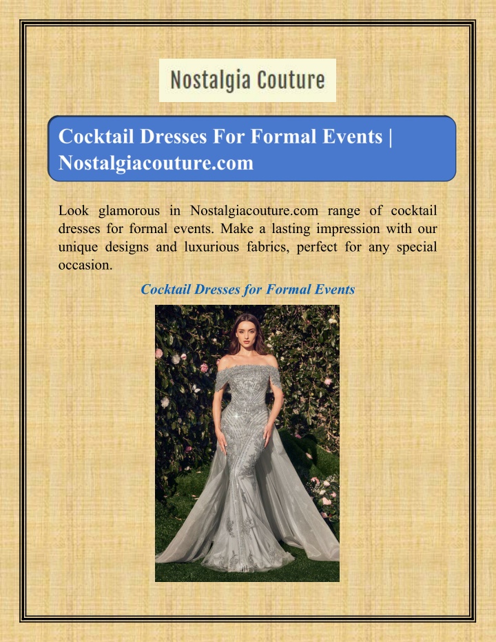 look glamorous in nostalgiacouture com range