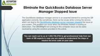 eliminate the quickbooks database server manager stopped issue