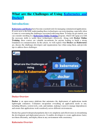 Kubernetes Online Training - Docker Kubernetes Online Course