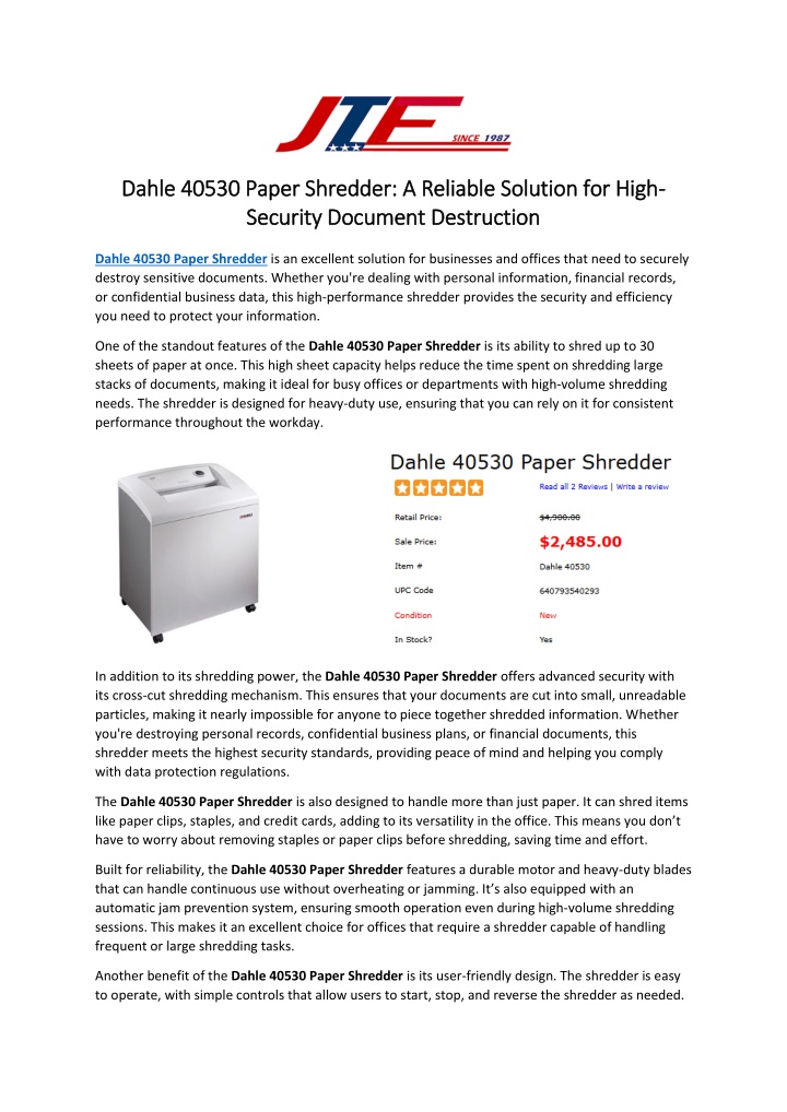 dahle 40530 paper shredder a reliable solution