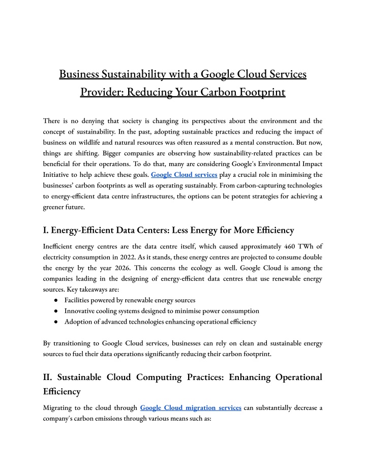 business sustainability with a google cloud