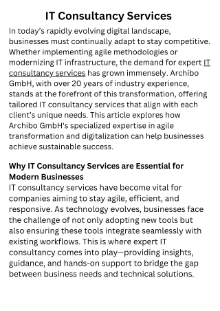 IT Consultancy Services