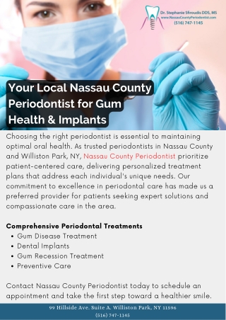 Your Local Nassau County Periodontist for Gum Health & Implants