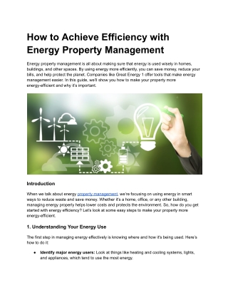 how to achieve efficiency with energy property