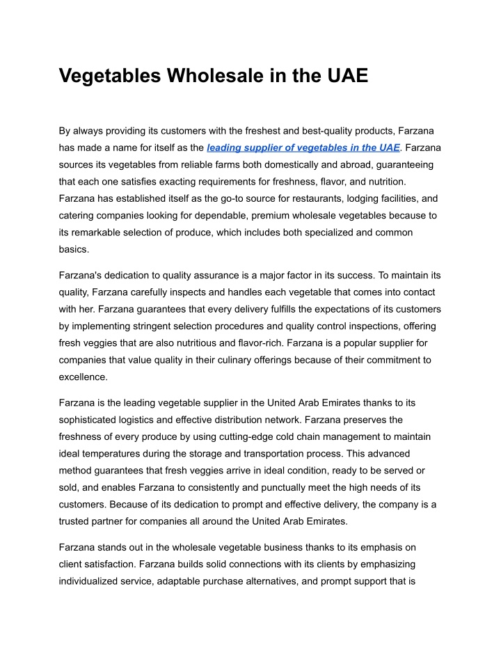 vegetables wholesale in the uae