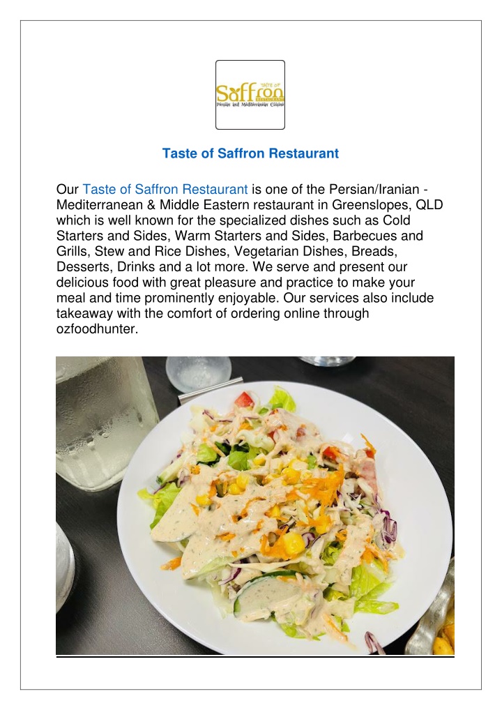 taste of saffron restaurant