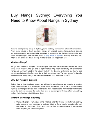 Buy Nangs Sydney_ Everything You Need to Know About Nangs in Sydney