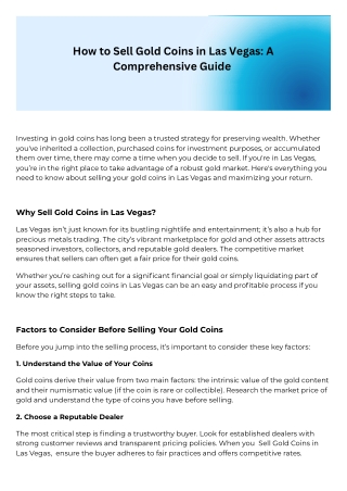 how to sell gold coins in las vegas