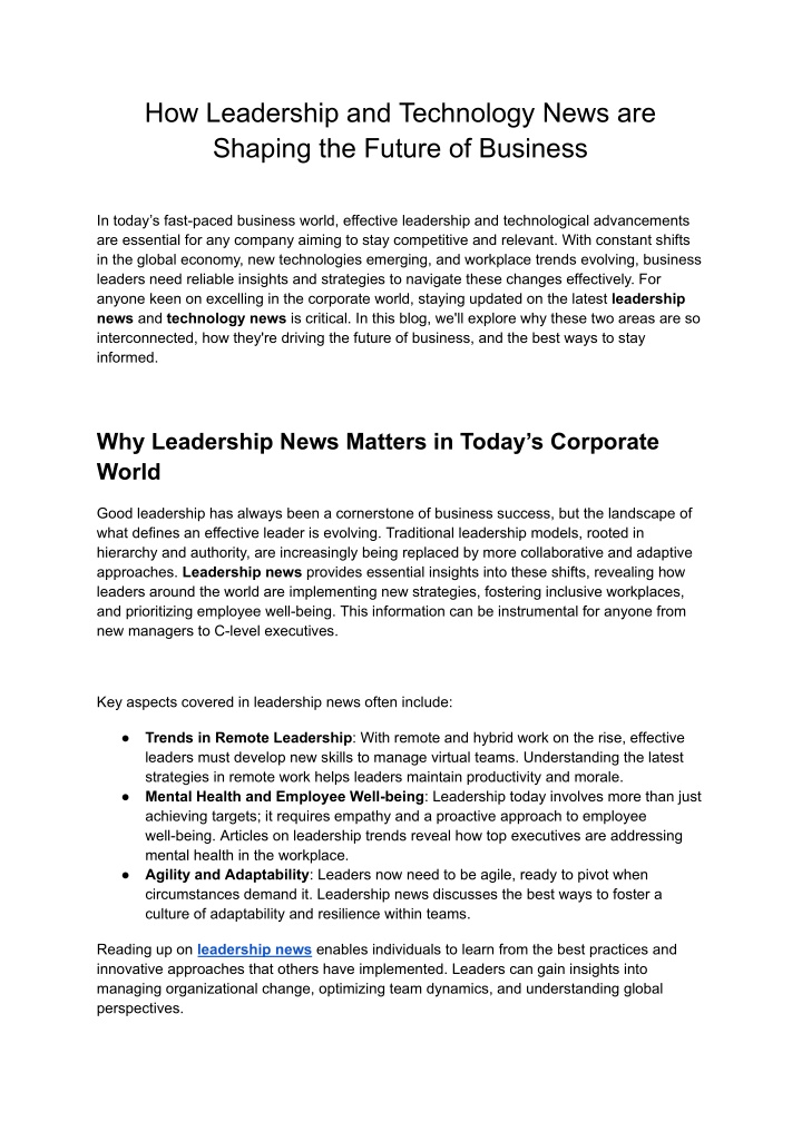 how leadership and technology news are shaping