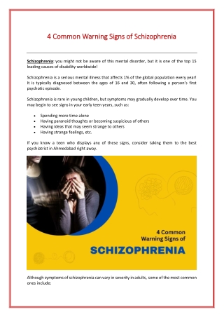 4 Common Warning Signs of Schizophrenia