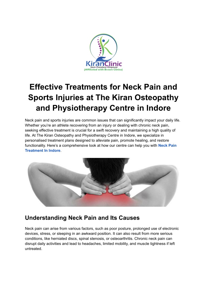 effective treatments for neck pain and sports