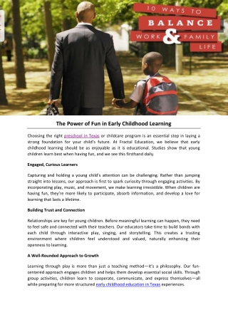 The Power of Fun in Early Childhood Learning