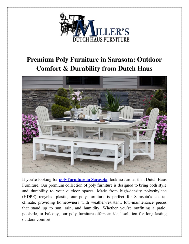 premium poly furniture in sarasota outdoor