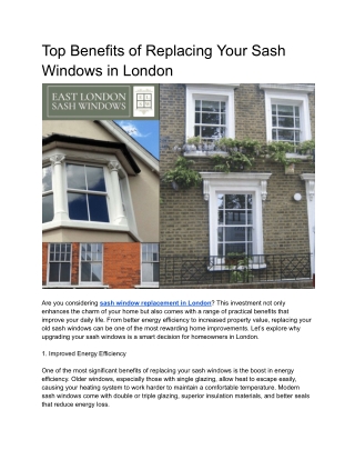 Top Benefits of Replacing Your Sash Windows in London