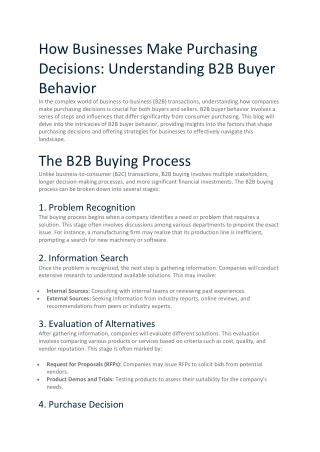 How Businesses Make Purchasing Decisions Understanding B2B Buyer Behavior