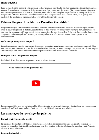 “Palettes Usagées : Une Matière Première Abordable !”