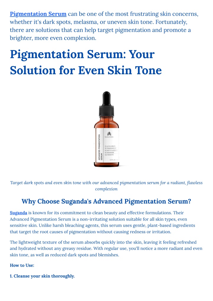 pigmentation serum can be one of the most