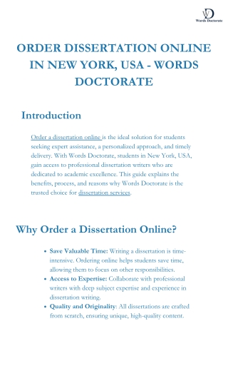 Order Dissertation Online in New York, USA - Words Doctorate