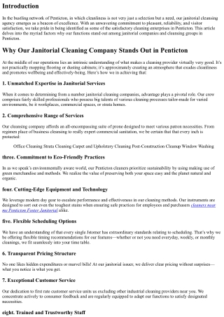 Why Our Janitorial Cleaning Company Stands Out in Penticton